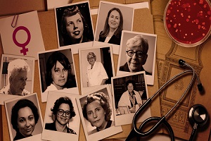 Fotos dos rostos de nove mulheres cientistas