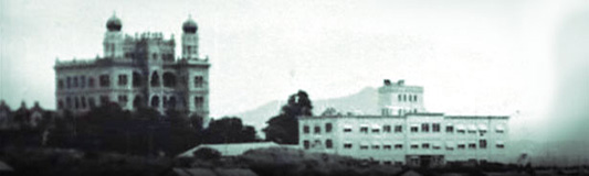 Foto antiga do Castelo Fiocruz e entorno