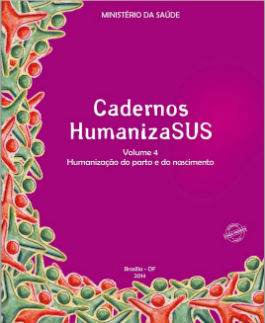 Capa da publicação, em rosa choque, com o título "Cadernos HumanizaSUS"