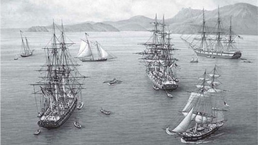 Seis navios em expedição