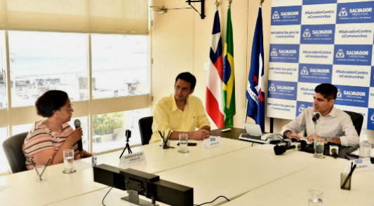 Encontro entre o prefeito da Bahia, ACM Neto e Marilda Gonçalves, diretora da Fiocruz Bahia
