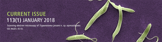 Capa da revista mostrando o desenho do tripanossoma, parece uma linha de barbante