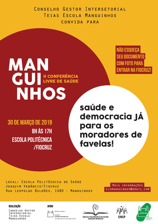 Conferência Livre de Saúde em Manguinhos debate saúde e democracia nas favelas, 30/3