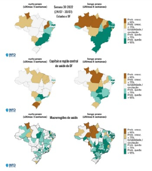 Mapa do Brasil mostrando o número de casos por estados