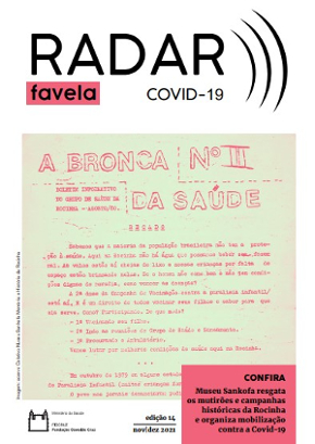 Radar Covid-19 favela - capa do boletim mostra a capa do boletim A Bronca da Saúde 