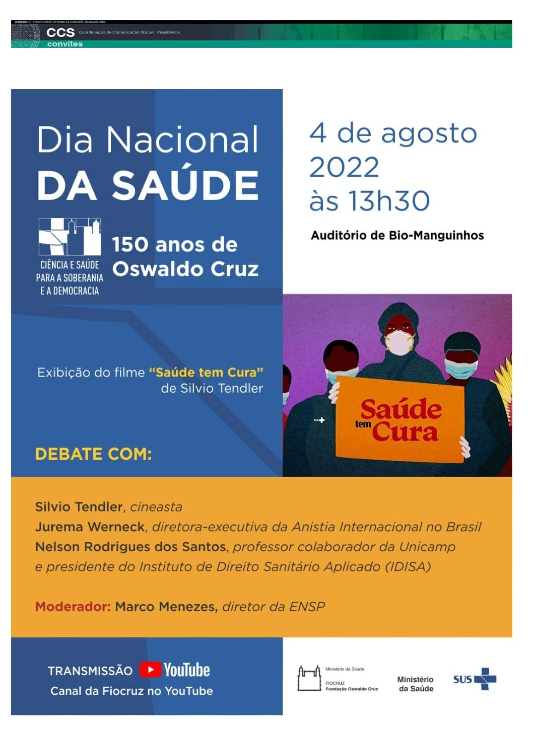 Dia Nacional da Saúde - 150 anos de Oswaldo Cruz - 4 de agosto de 2022, às 13h30 - Auditório de Bio-Manguinhos