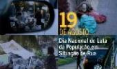 Imagem composta por quatro fotos com pessoas em situação de rua, com o texto em destaque 19 de agosto, dia nacional de luta da população de rua