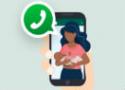 Desenho de uma mulher com bebê no colo e o símbolo do whatsapp