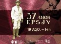 37 anos EPSJV - Joaquim Venâncio, um homem negro e alto, vestido de bermuda, blusa de manga comprida e chapéu