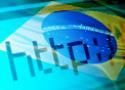 Arte com bandeira do Brasil e o protocolo http, da Internet
