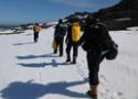 Pesquisadores da Fiocruz caminhando na Antártica