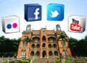 Castelo Mourisco com ícones das redes sociais ao redor