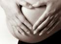Mulher grávida acaricia a barriga