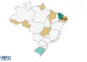 Mapa do Brasil indicando os locais com mais casos de SRAG
