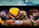 Capa do boletim mostra atletas de máscaras nas olimpíadas