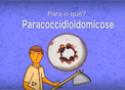 Imagem inicial da animação com um menino e a questão: Para o que? Paracoccidioidomicose.