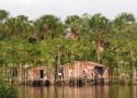 Casa na beira de um rio na região amazônica