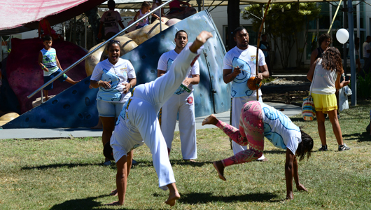 Crianças e adolescentes também se divertiram com uma roda de capoeira no campus de Manguinhos